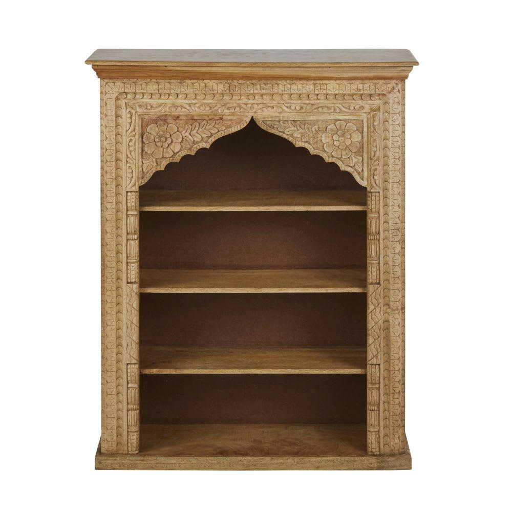 YASH - Etagère en bois de manguier gravé brun