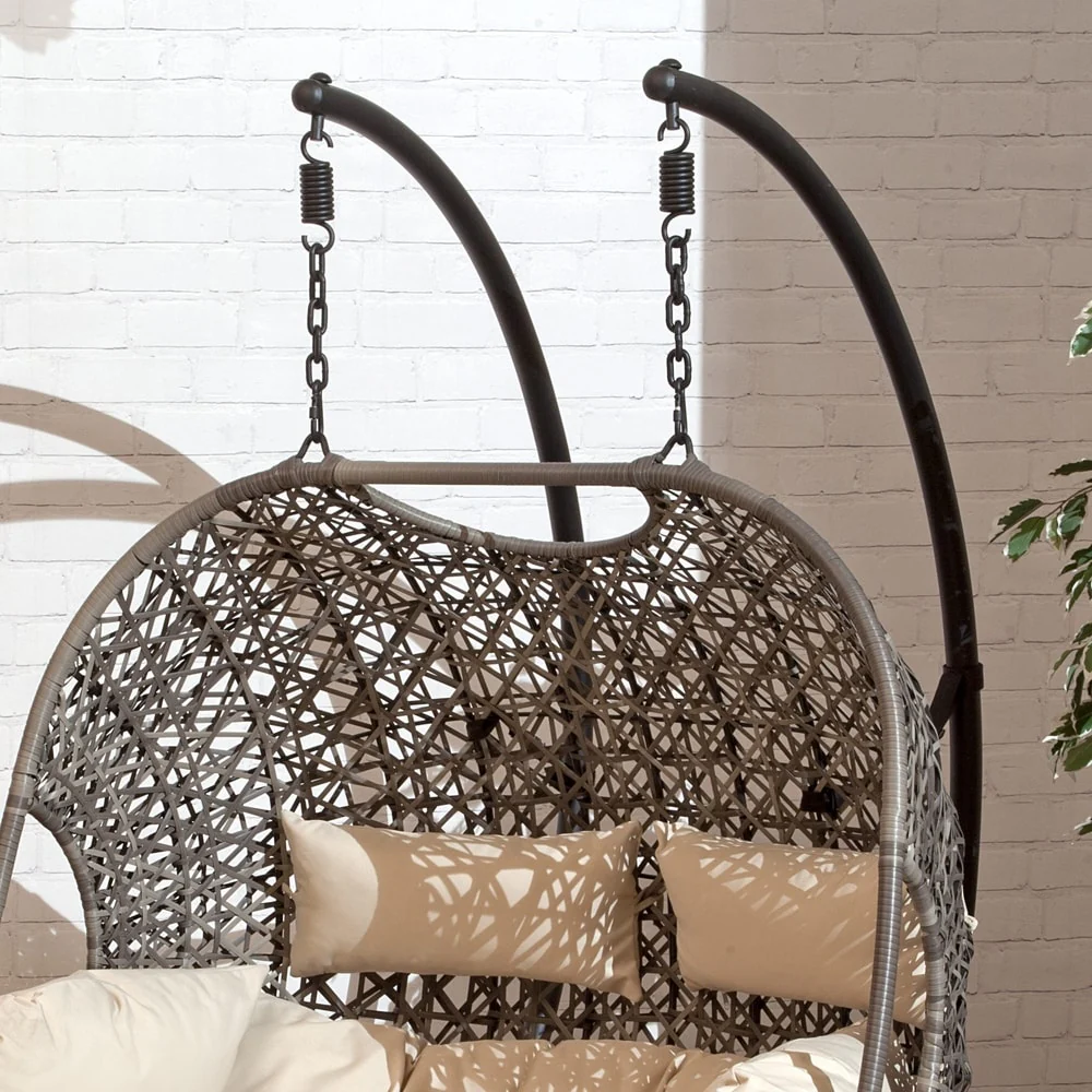 Brampton Espresso Aluminum Cocoon Hanging Outdoor Swing Chair