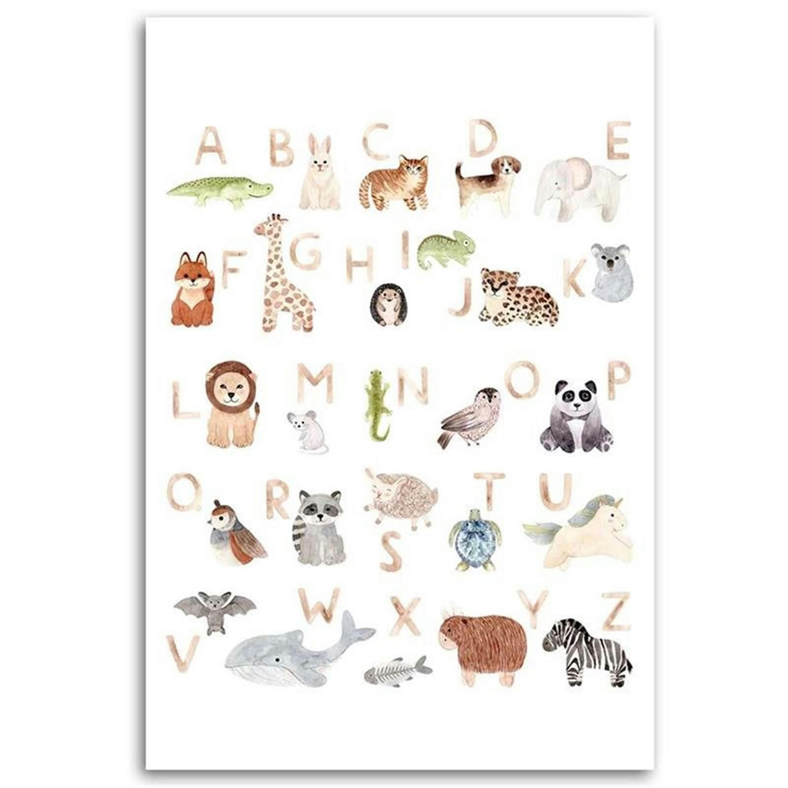 KIDS - Tableau alphabet avec des animaux 40 x 50 cm