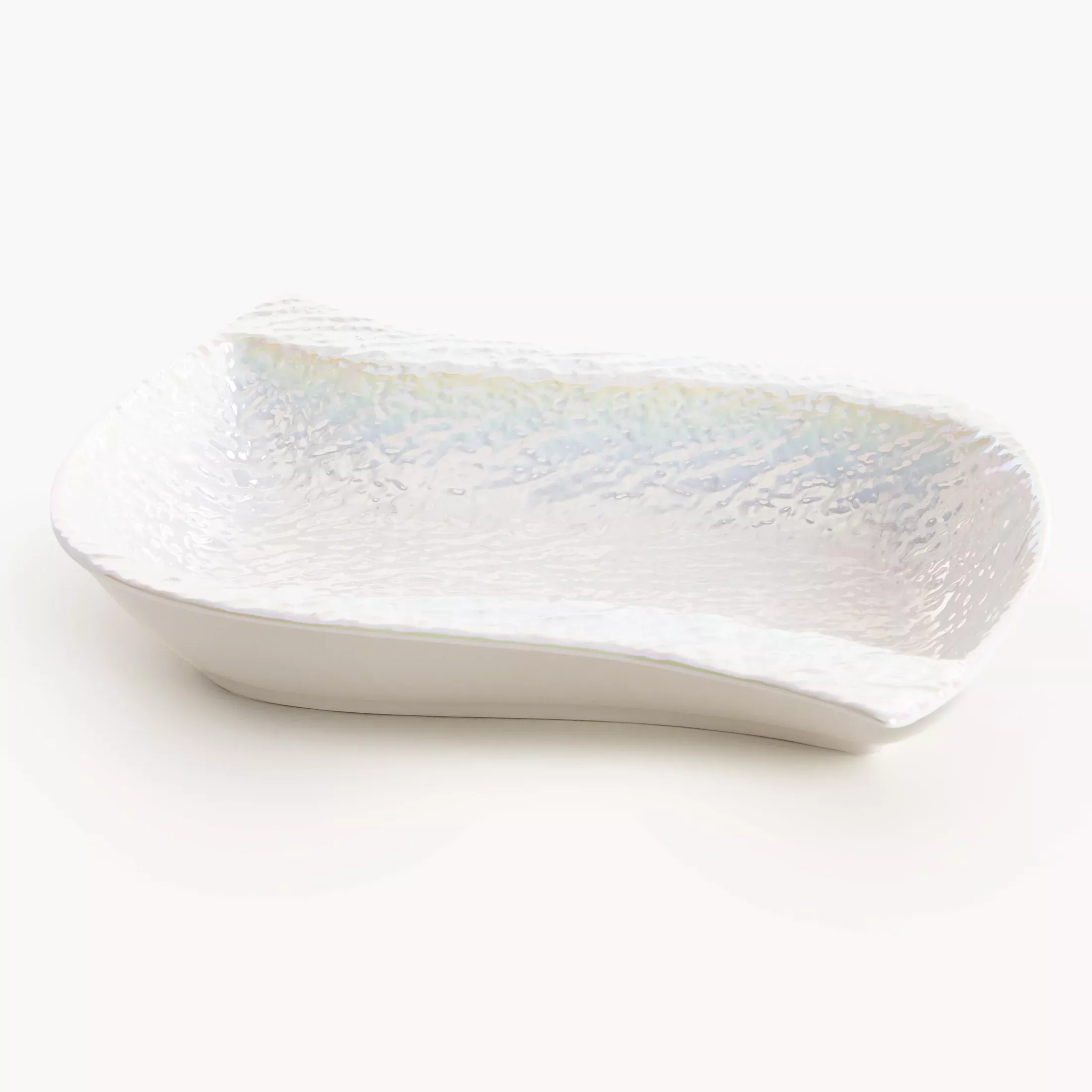 Misa ceramiczna dekoracyjna perłowa zdobiona wypukłym wzorem 26x18x5 cm NINA