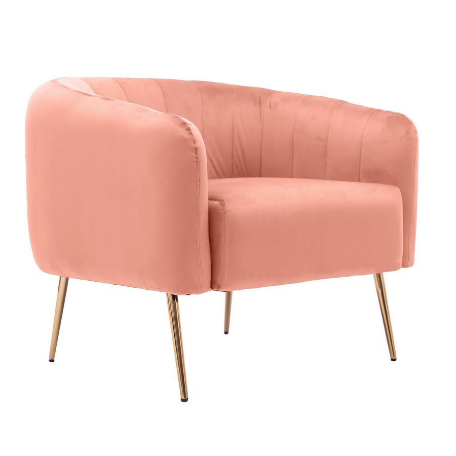 VELVET - Fauteuil en velours rose avec pieds dorés