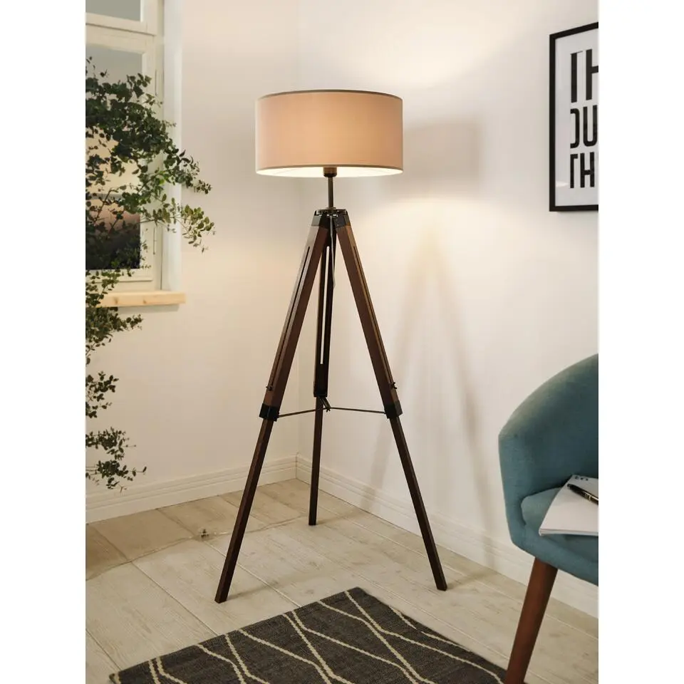 EGLO Lantada Vloerlamp - E27 - 143 cm - Noten/Taupe