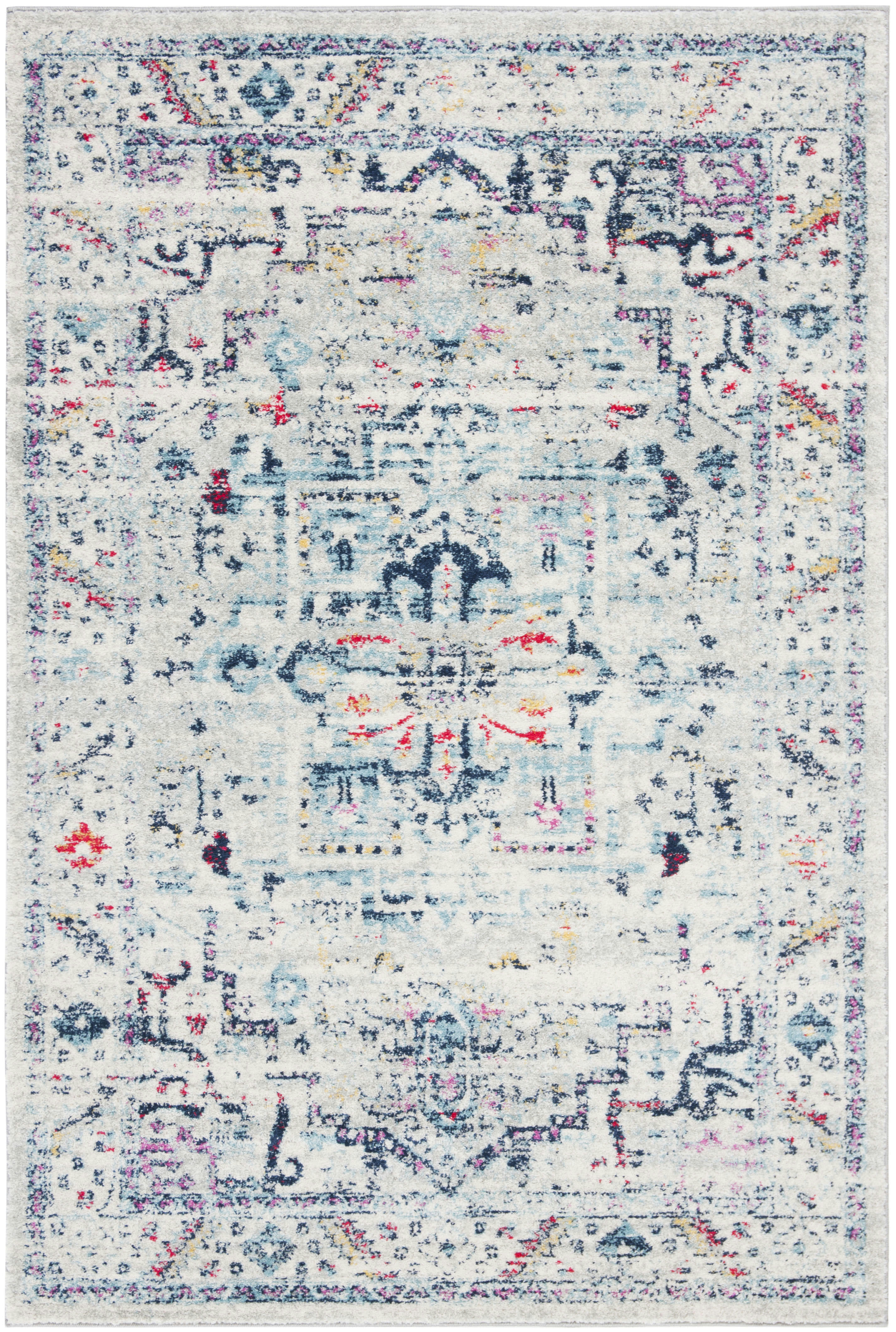 MADISON - Tapis de salon interieur en gris clair & fuchsia, 122 x 183 cm