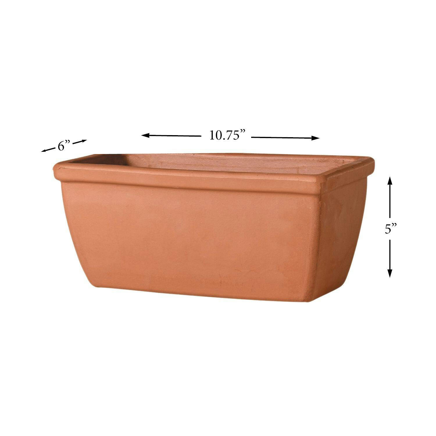 Modus Clay Terra Cotta Rectangular Window Box Planter, 100% Natural