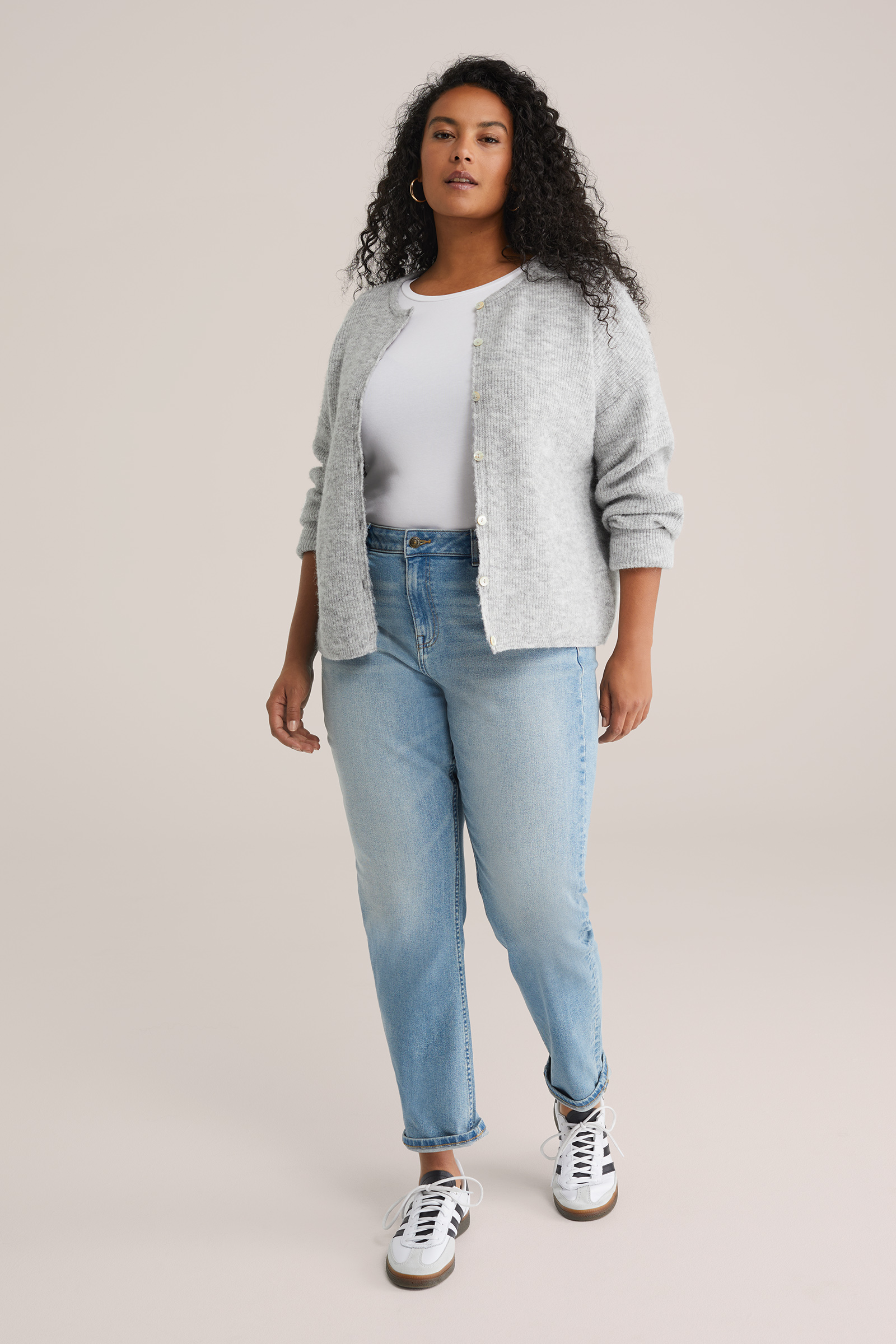 Dames mid waist tapered jeans - Curve