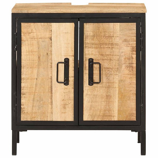 Armoire lavabo de salle de bain bois massif de manguier et fer vidaXL
