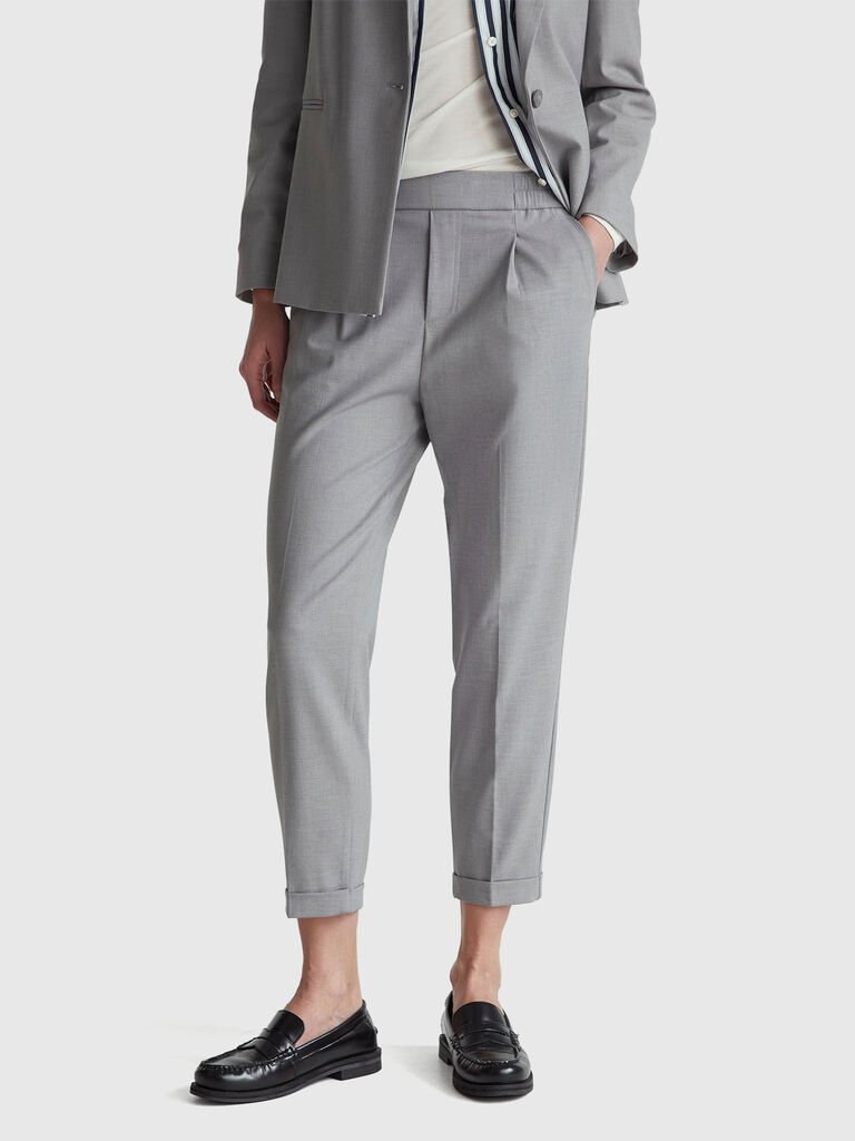 Trousers with cuff in stretch viscose blend