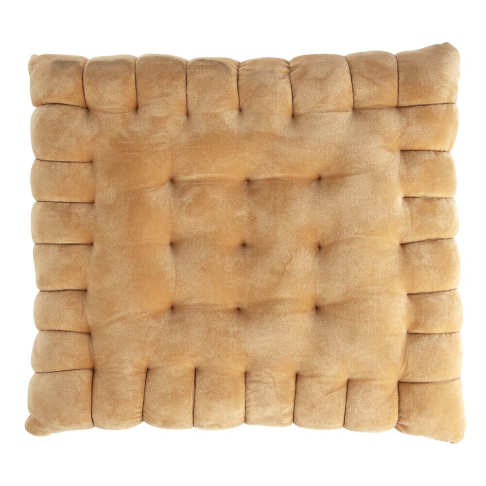 Coussin carré forme biscuit au beurre marron 40x40cm