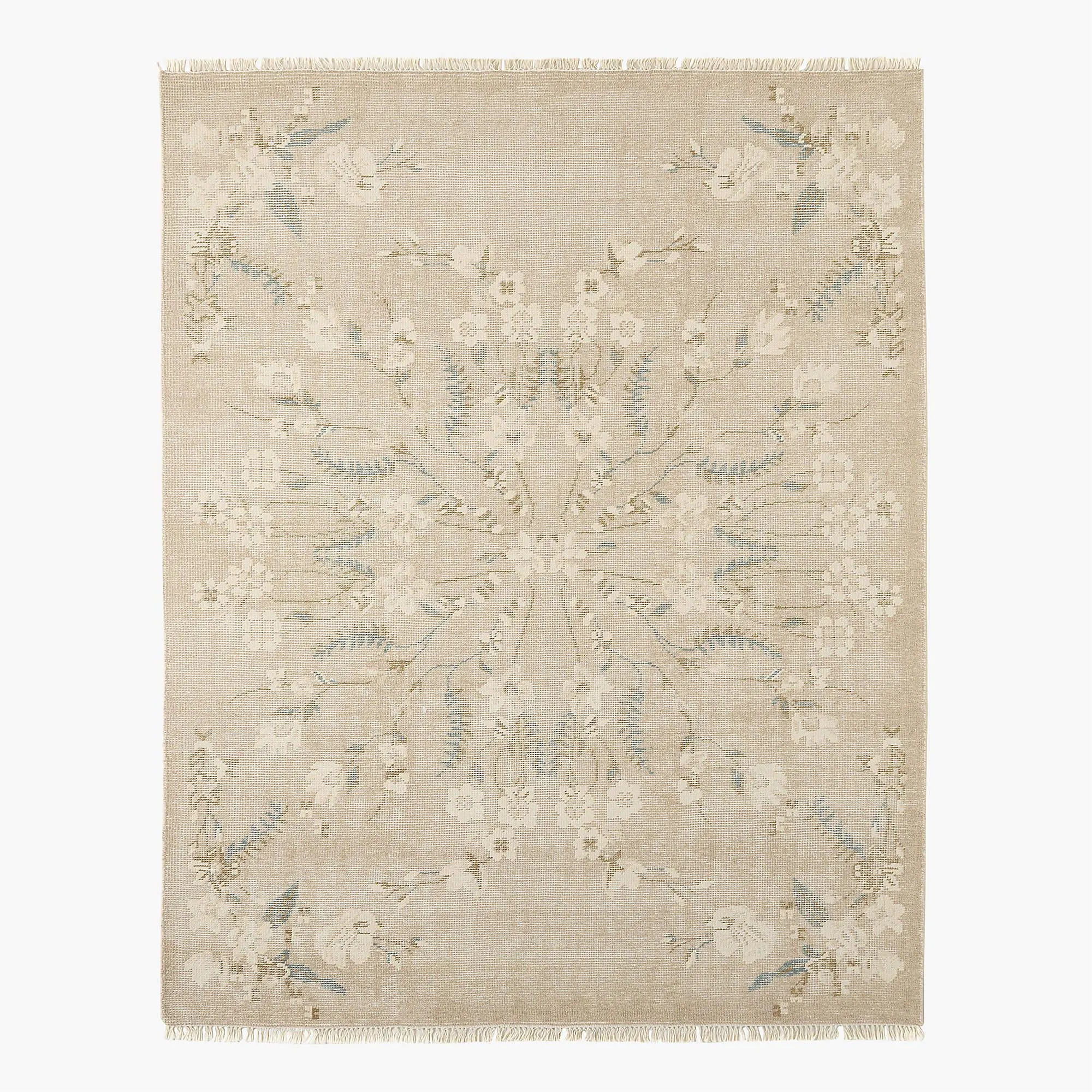William Morris Arts & Crafts Style Soft Wool Hand Knotted Oushak Rug l Free Shipping l G-9920