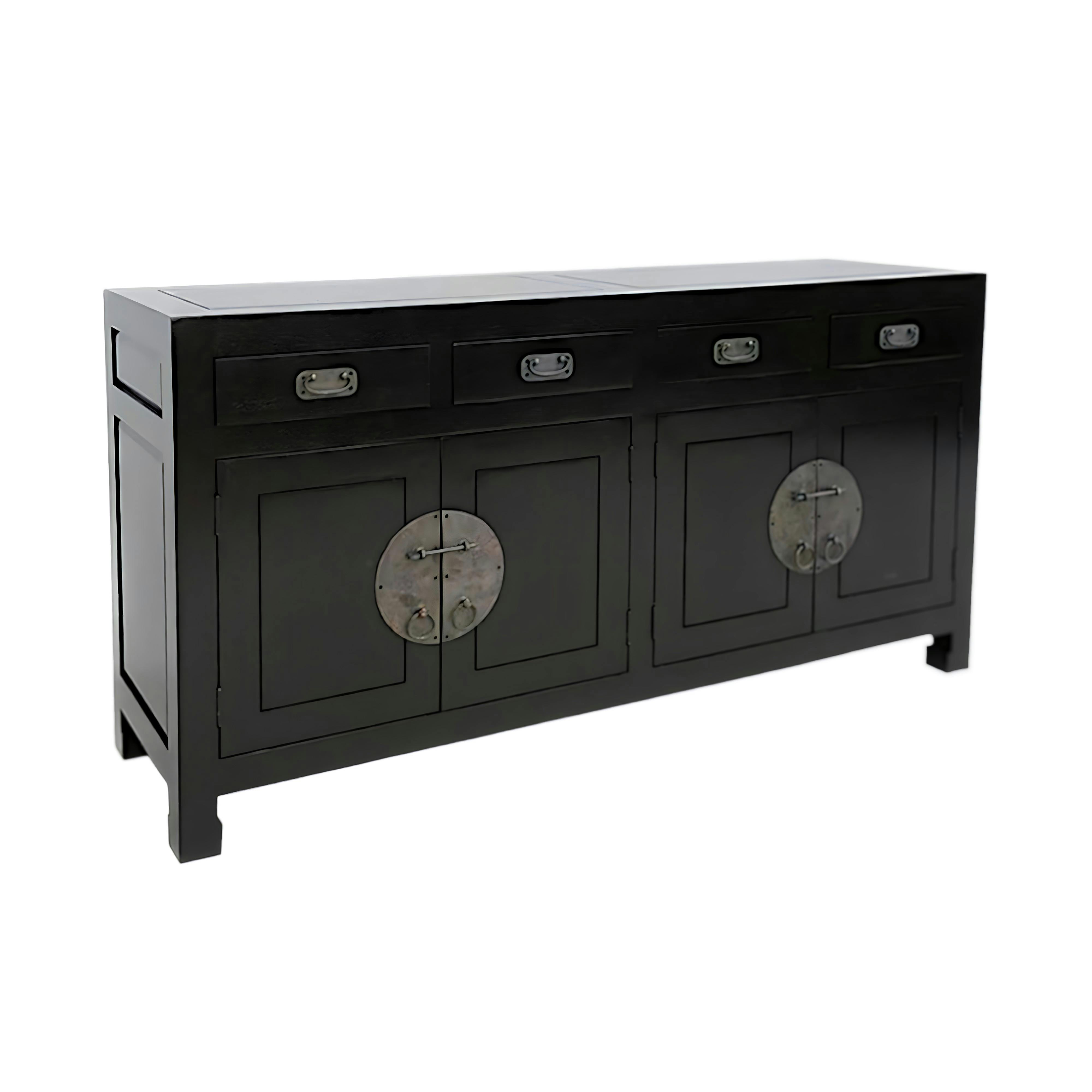 Buffet enfilade 4 portes 4 tiroirs hévéa 175x50x90cm MAORI