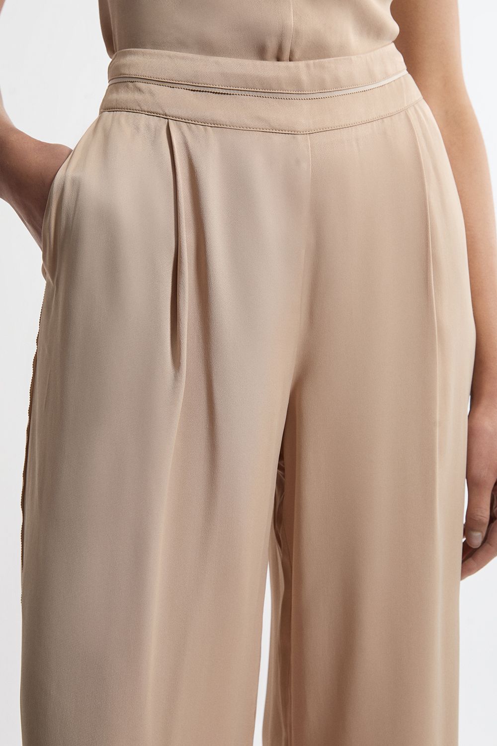 KarenMillen Viscose Satin Wide Leg Trouser