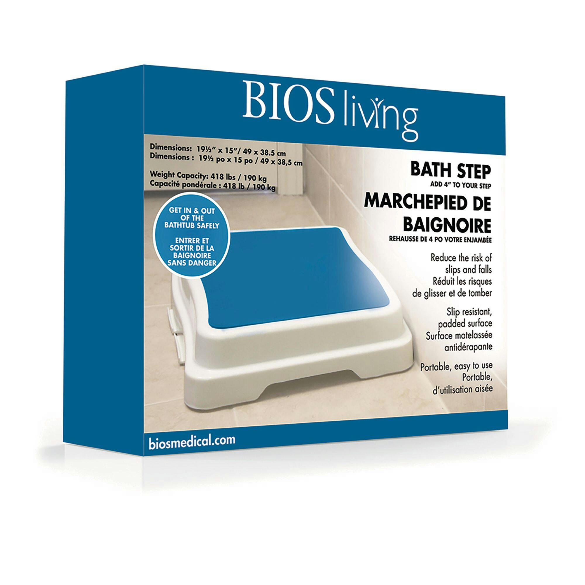 Bios Living Slip-Resistant Extra-Large Bathtub & Shower Safety Step Platform, 4-in