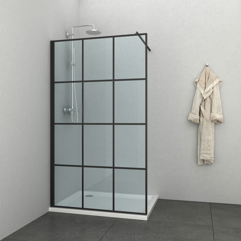 Paroi de douche fixe Loft-Game carré noir 140 x 200 cm ALLIBERT