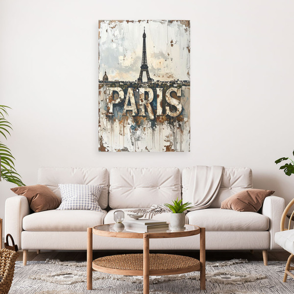 Obraz do salonu biura loftu hotelu, Napis Paryż Shabby Chic 20x30