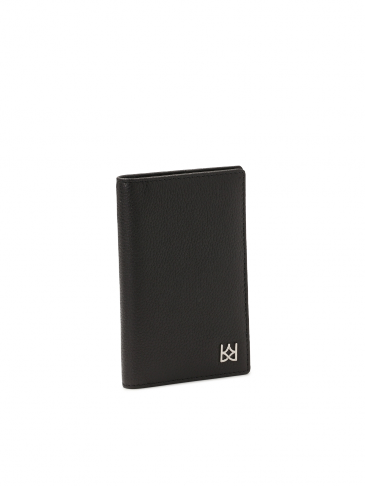 Black leather case for passport and documents