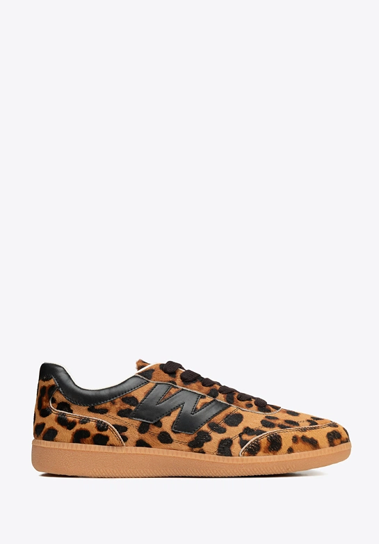 Damskie sneakersy z naturalnego włosia brązowo - czarne