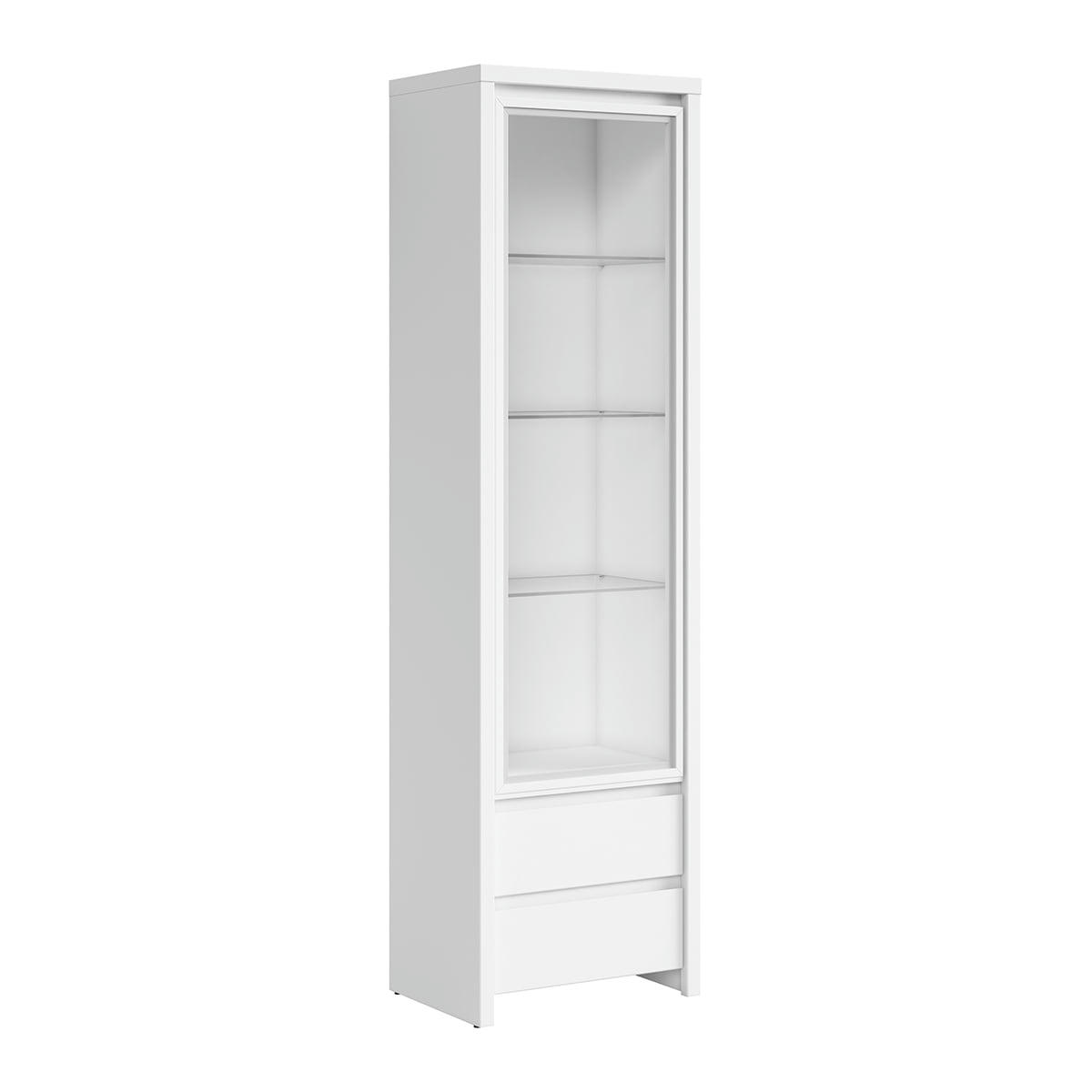 - Vitrine 1 porte 2 tiroirs blanche