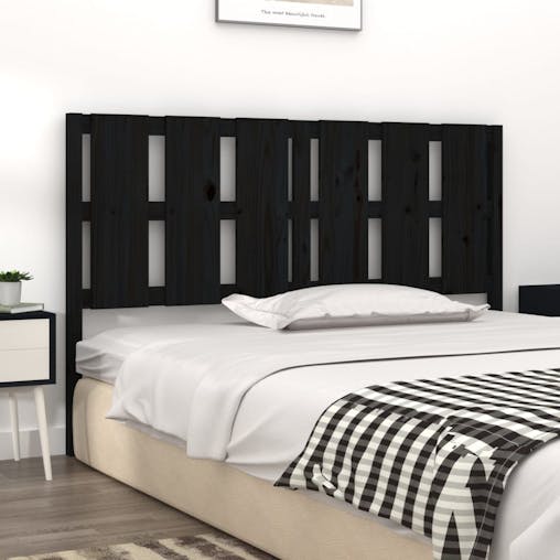 NNEVL Bed Headboard Black 155.5x4x100 cm Solid Wood Pine