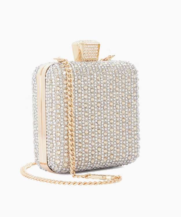 Elida Gold - Embellished Box Clutch Bag