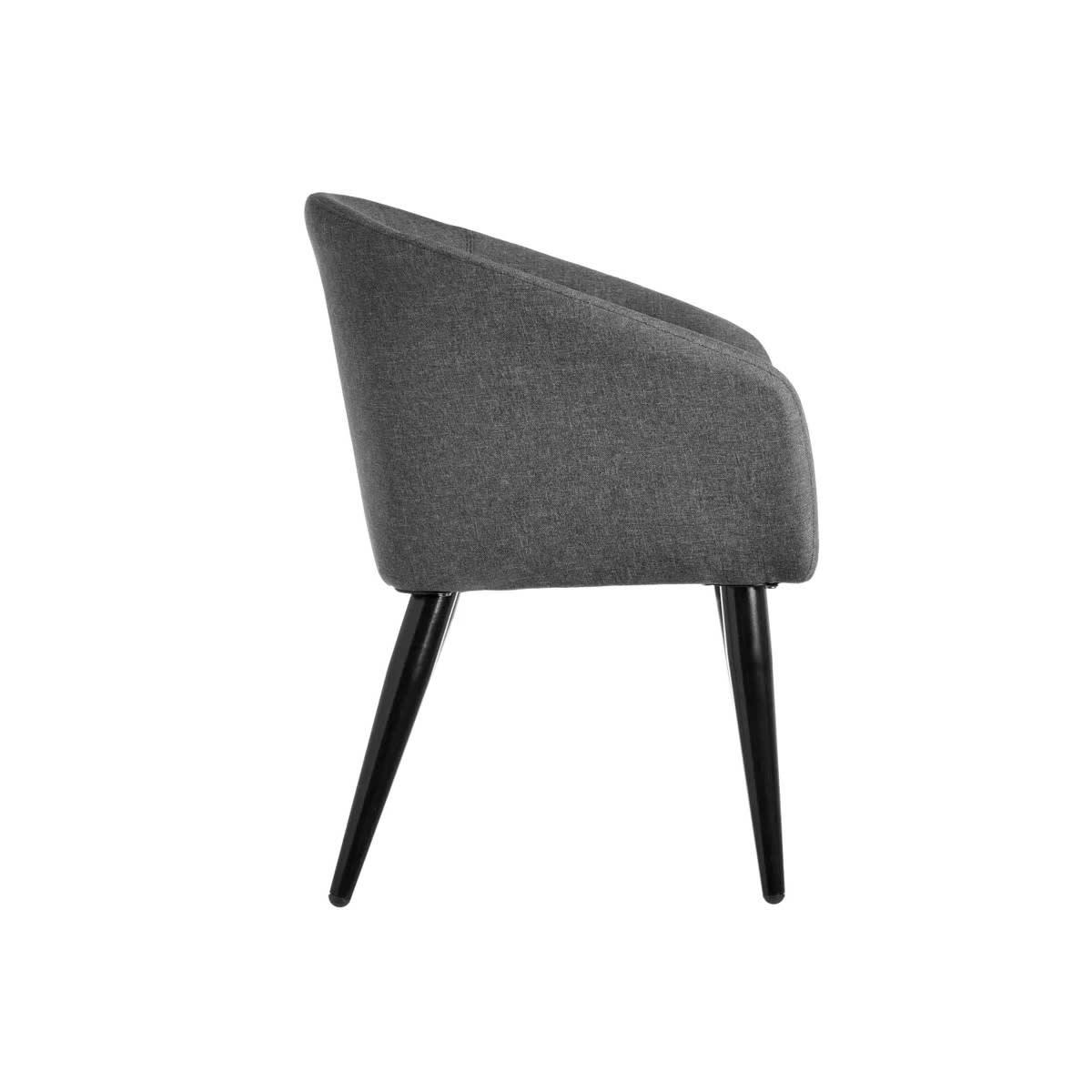 - Fauteuil gris foncé et pieds métal noir - 60x58x77cm