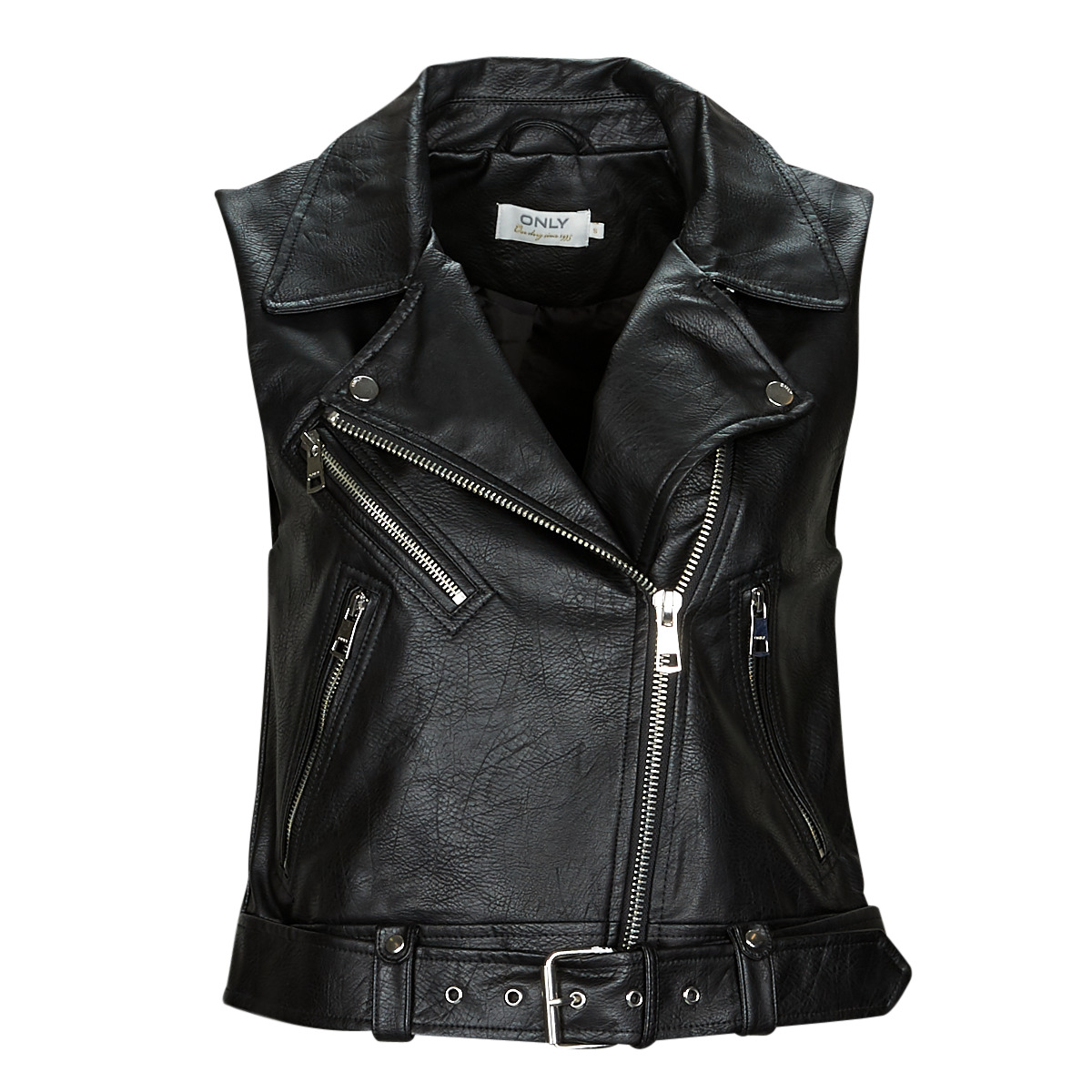 Only - ONLVERA FAUX LEATHER WAISTCOAT - Black