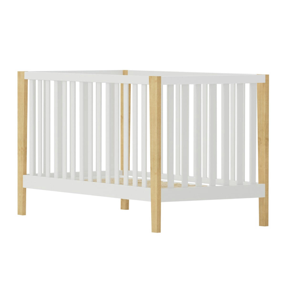 OLYMPE - Pack lit bébé avec matelas 70x140 cm bois massif blanc