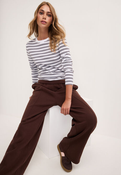 Womens Blue Stripe Cotton Long Sleeve Top