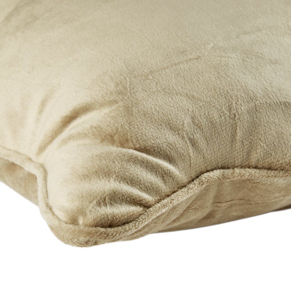 Coussin carré velours bords vague taupe 40x40cm
