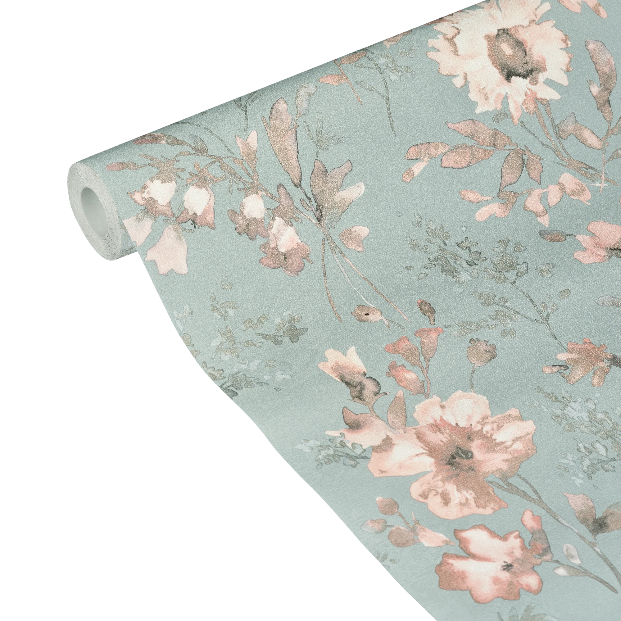 CosmoLiving Papier peint intissé PETAL POETRY bleu azurin et rose poudré
