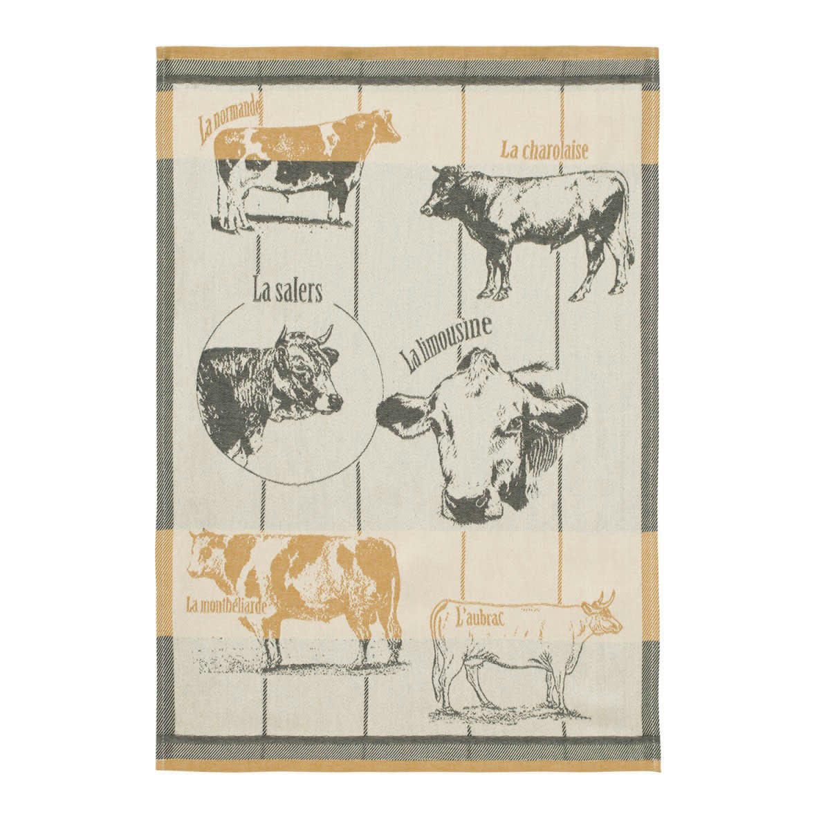 RACES BOVINES - Torchon en coton orange 50x75