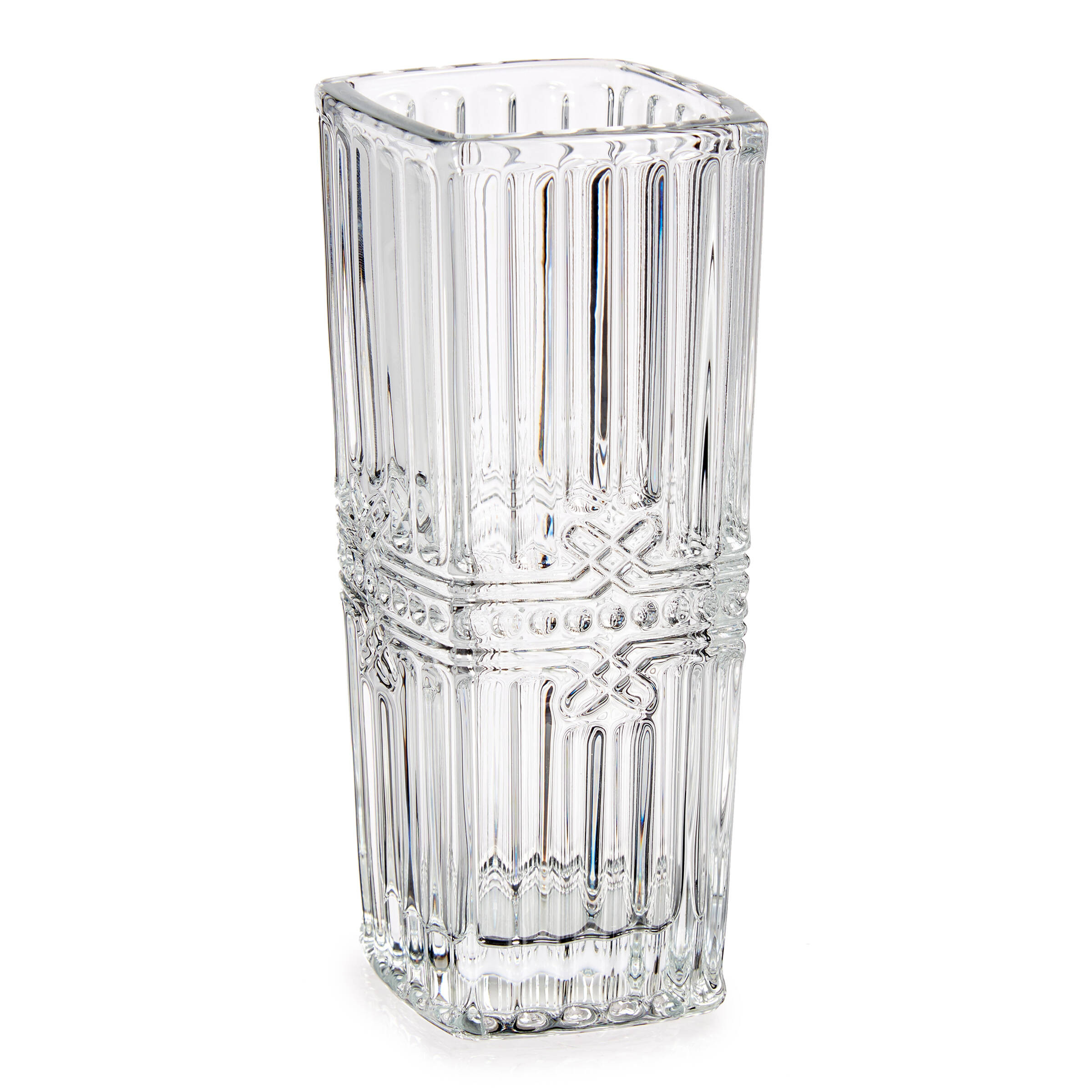 Kwadratowy wazon z kryształowym wzorem, 15 cm