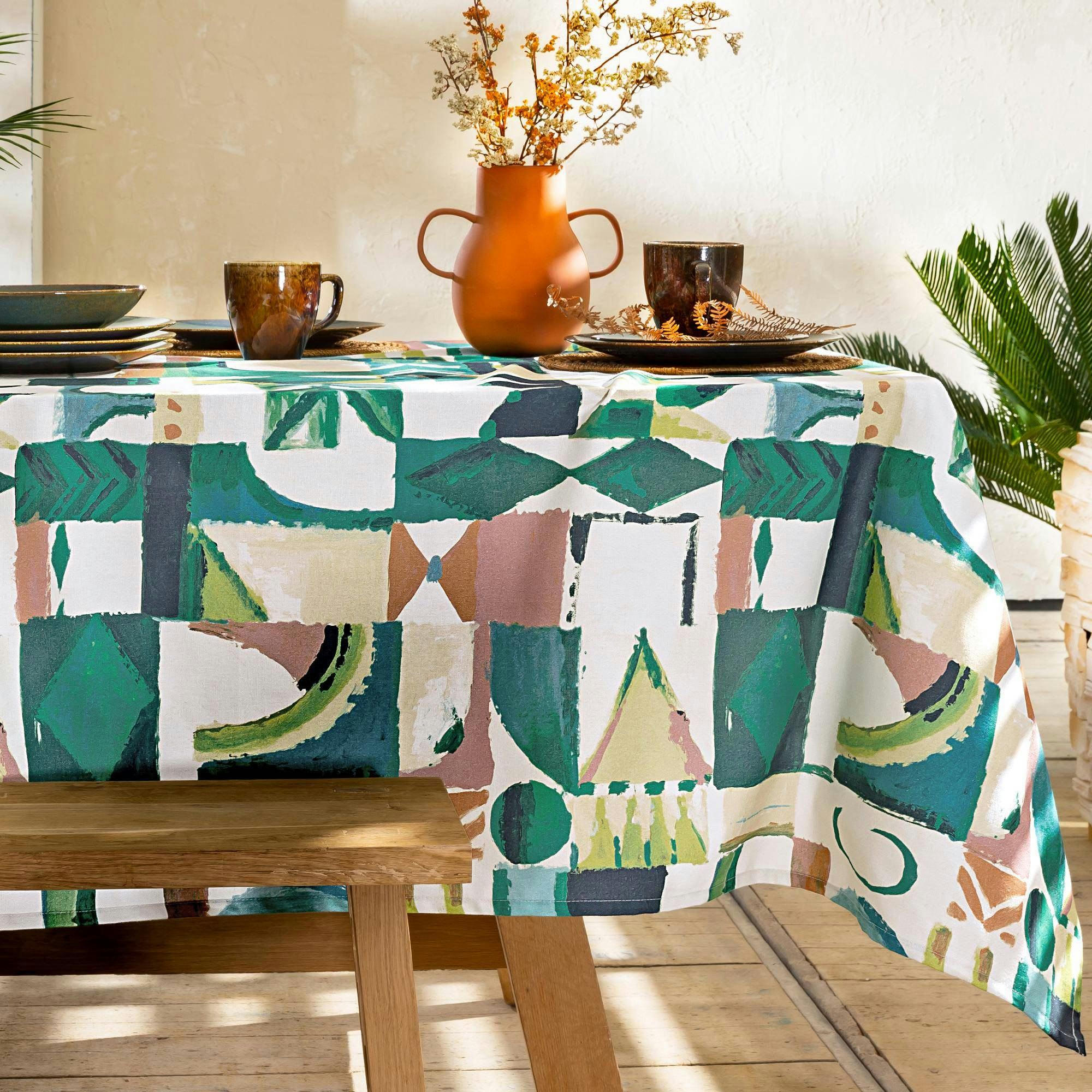 VERTIGONAP - Nappe 140x300 vert en coton 200 g/m²