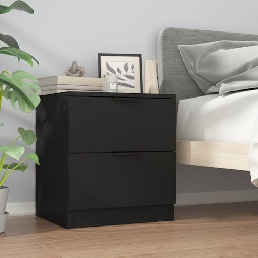 NNEVL Bedside Cabinets 2 pcs Black Engineered Wood