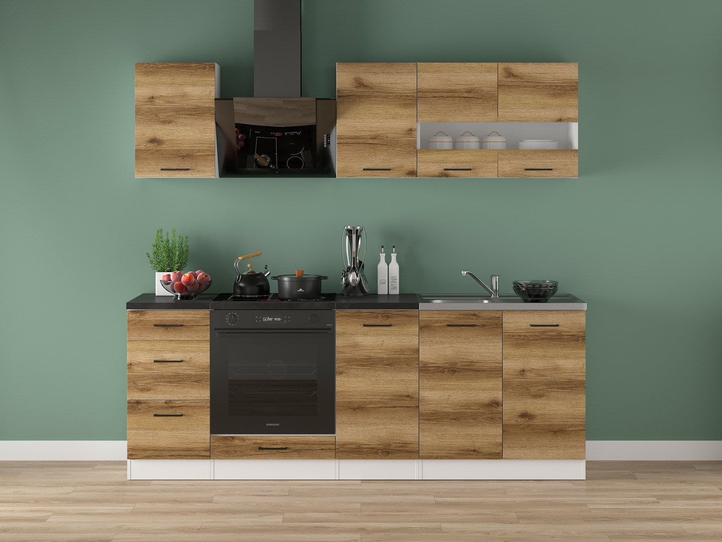 Komplet kuchenny Junona Line 220 cm dąb delano jasny