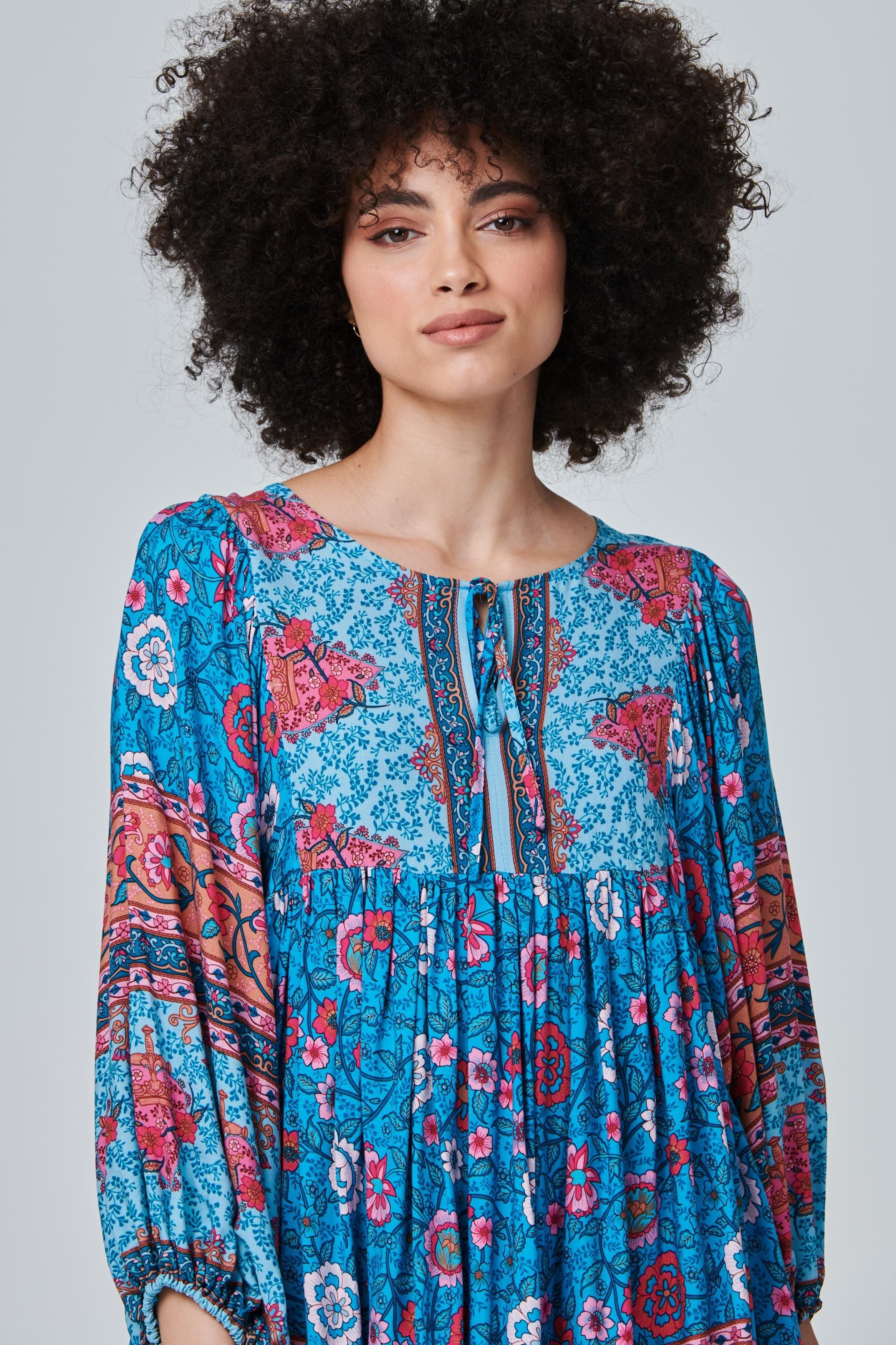Izabel London Floral Border Print Smock Dress