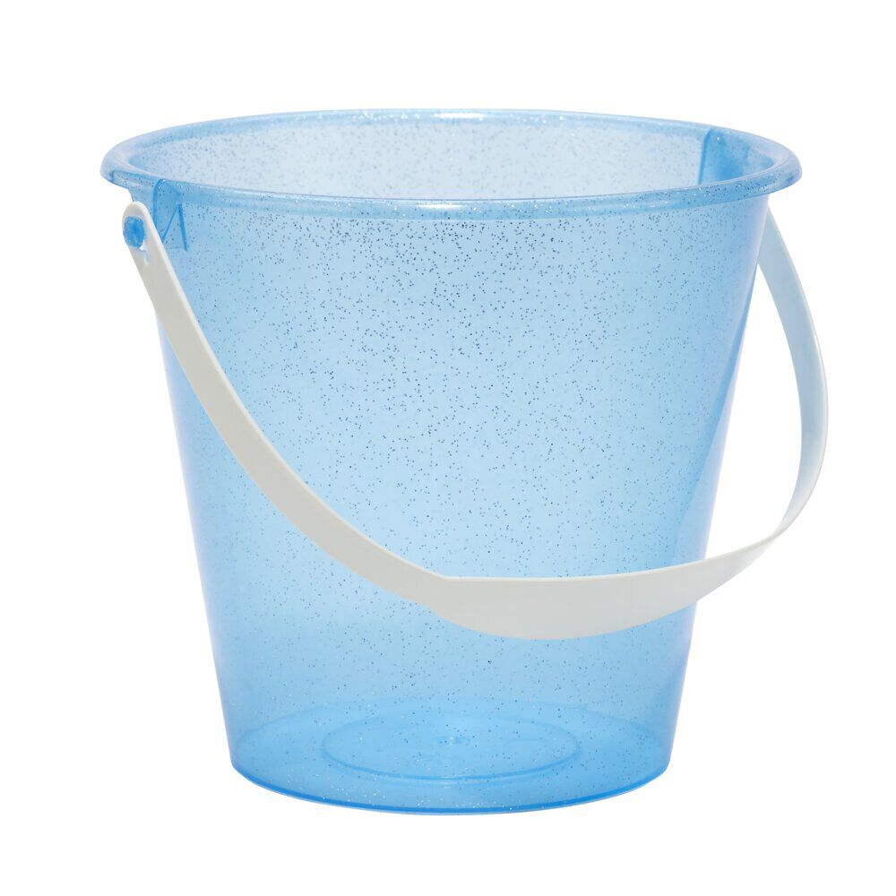 Seau de plage enfant plastique paillette 18x14xH15,5cm (4 modèles)
