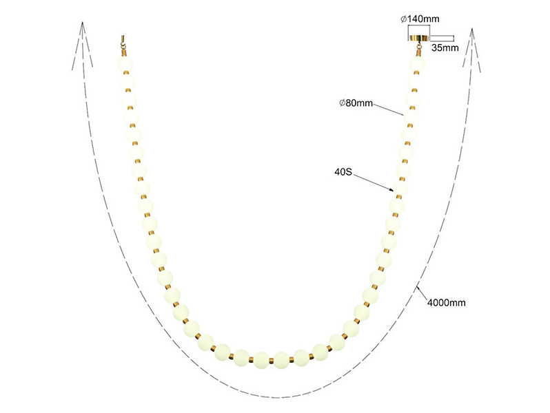 Lampa wisząca Dorado Rope LED 400 cmszklana biało-złota
