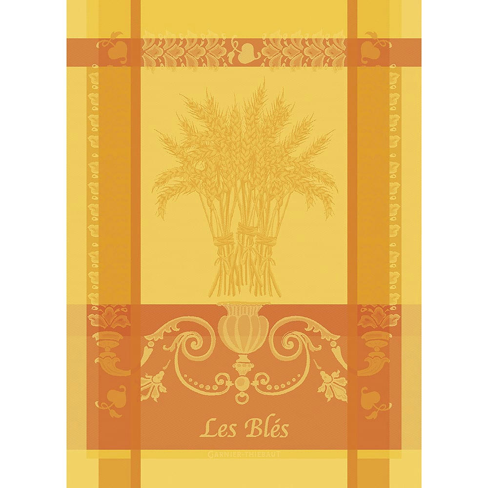 LES BLES SAFRAN - Torchon  pur coton jaune 56x77