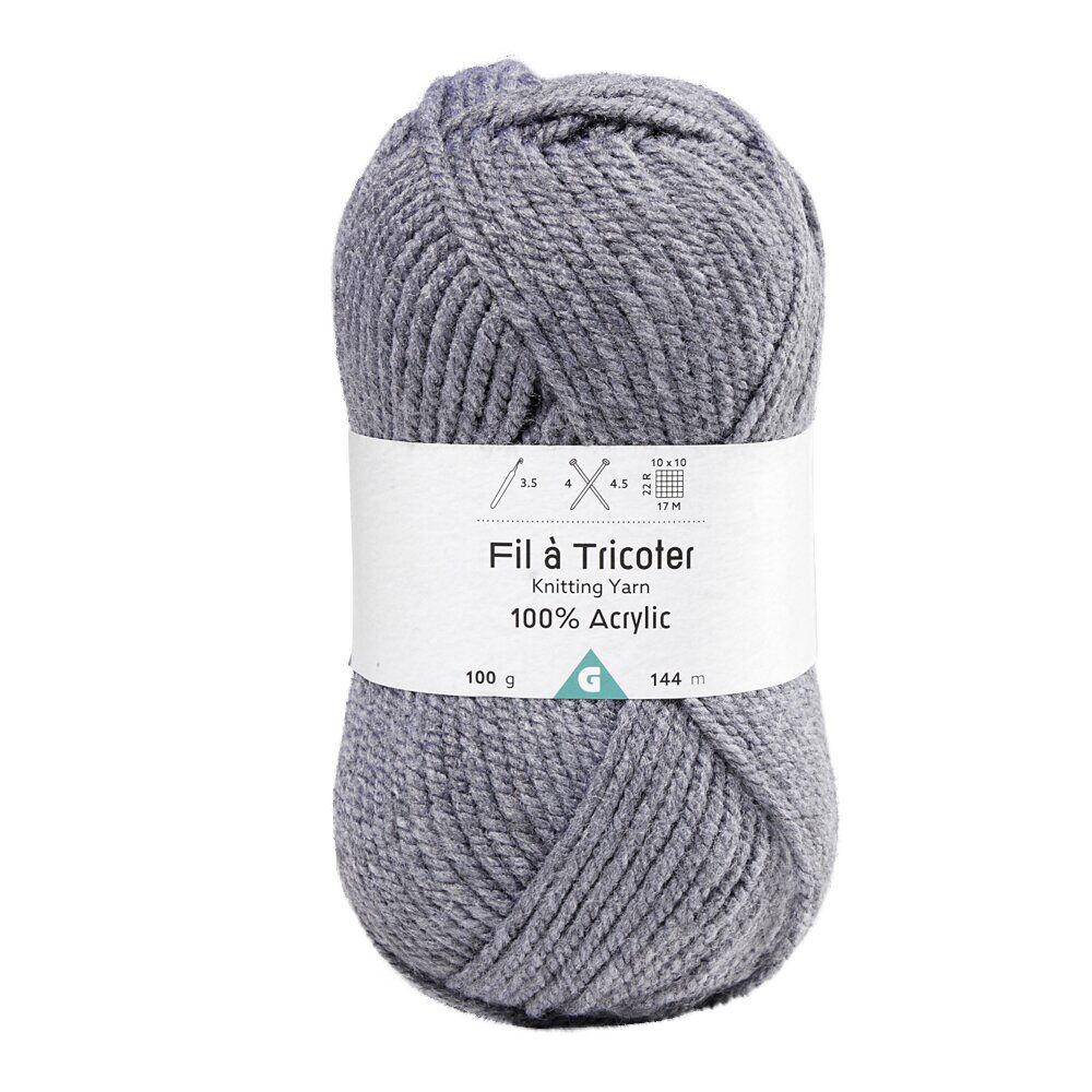 Pelote de fil à tricoter acrylique gris anthracite 100Gr
