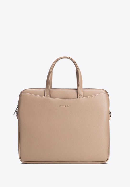 Torba na laptopa z ekoskóry 13–14 cali beżowa