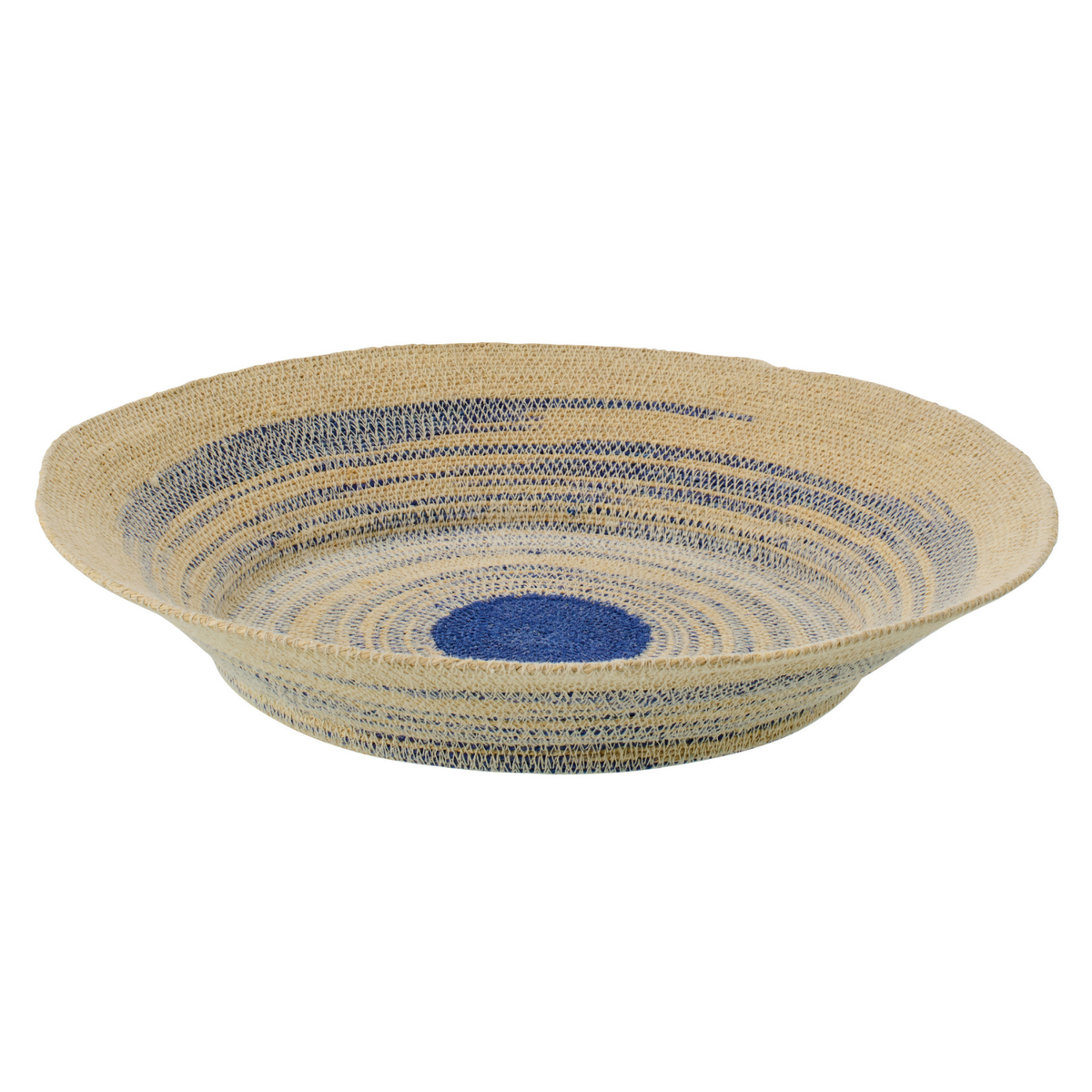 J-Line schaal Decoratief Gestreept - zeegras - naturel/blauw