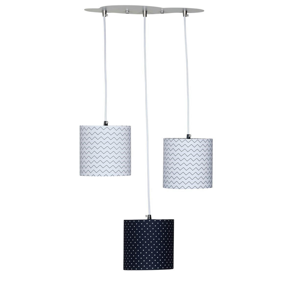 HELLO - Suspension Lumineuse Trio Plafonnier en coton blanc
