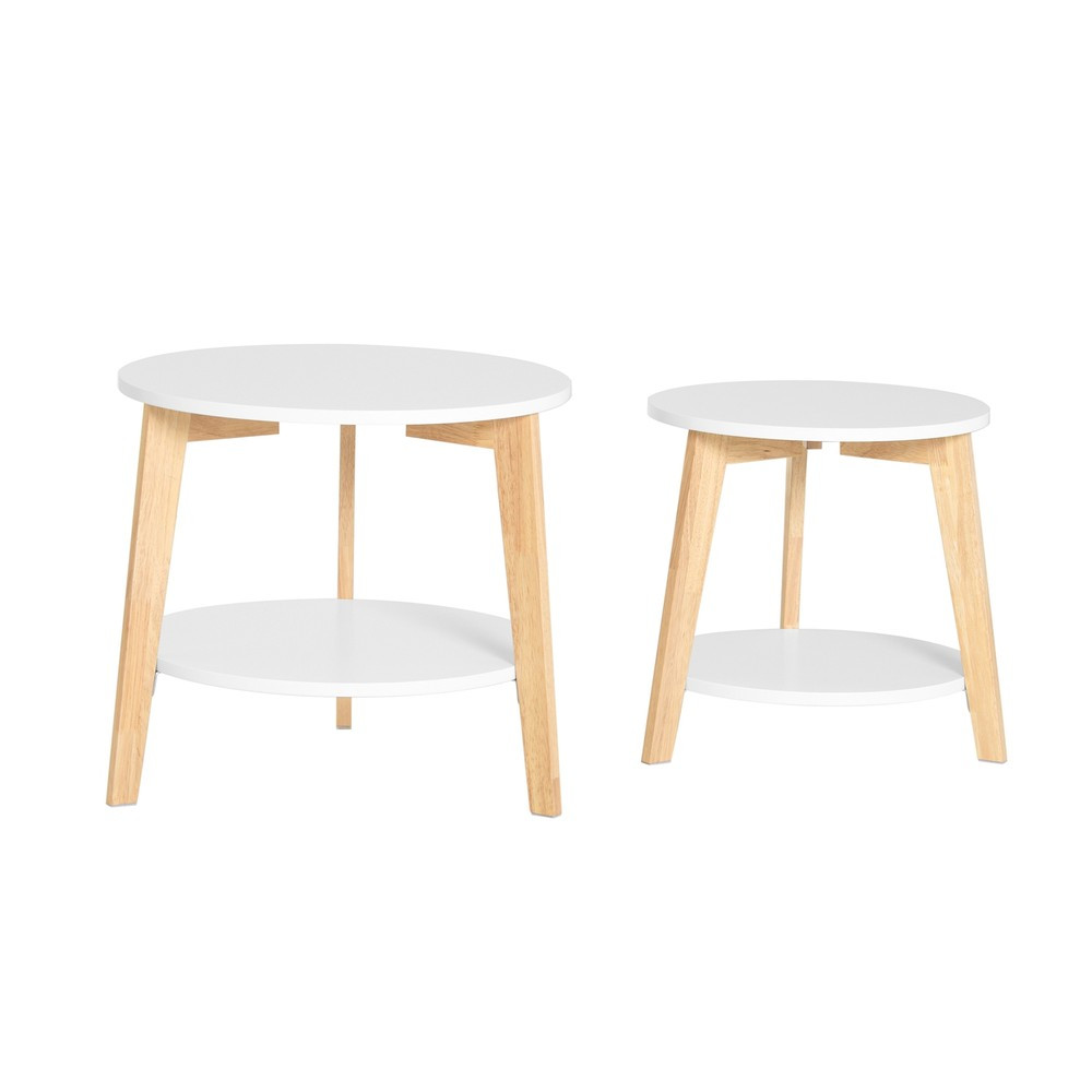 SoBuy Stolik kawowy 2 sztuki Biały 50x50x45cm Nowoczesny FBT75-W