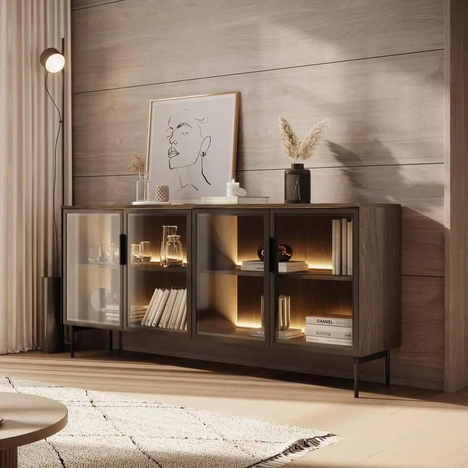 Meubella - Lomo - Dressoir - Donker eiken - 181 cm