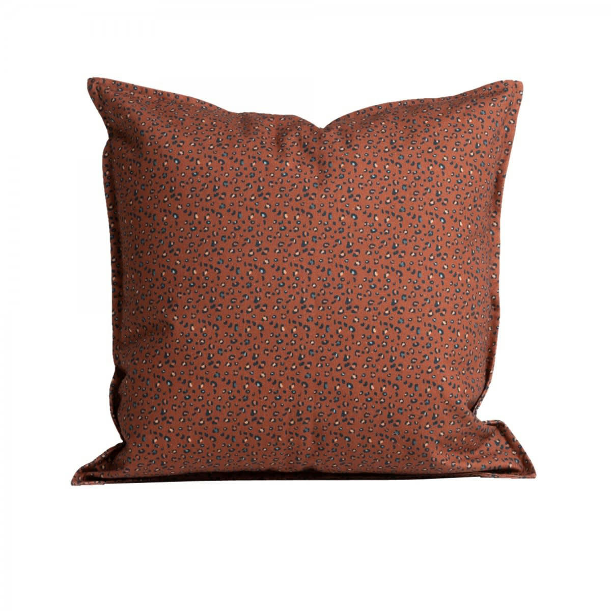HÔTEL PARTICULIER - Coussin en coton imprimé léopard rouge foncé 50x50
