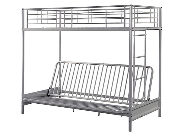 Lit mezzanine 90 x 190 cm - Avec banquette convertible - Métal - Argent   Futon   Matelas - MODULO V