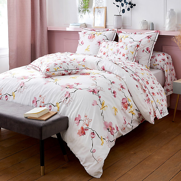 Housse de couette 240x220 cm percale coton ELISA Rose