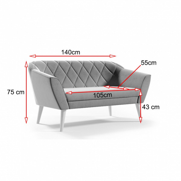 Nowoczesna sofa tapicerowana VIVA 2 - beżowynoga buk