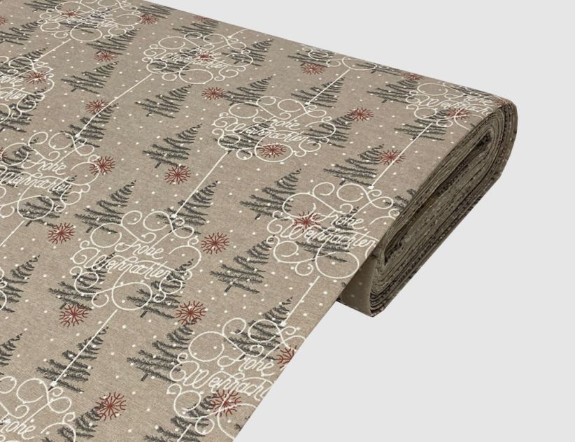 Dekostoff Frohe Weihnachten Beige