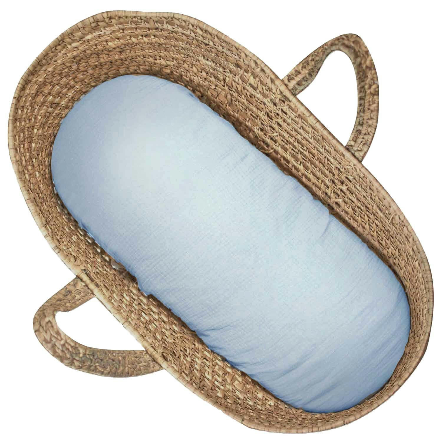 JEANNE - Drap housse couffin ovale en gaze de coton  72 x 32cm